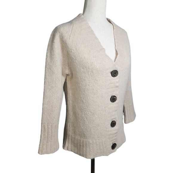 Madewell Cream Alpaca Wool Cardigan with Big Buttons Ribbed Cuffs and Hem XS - Picture 1 of 9